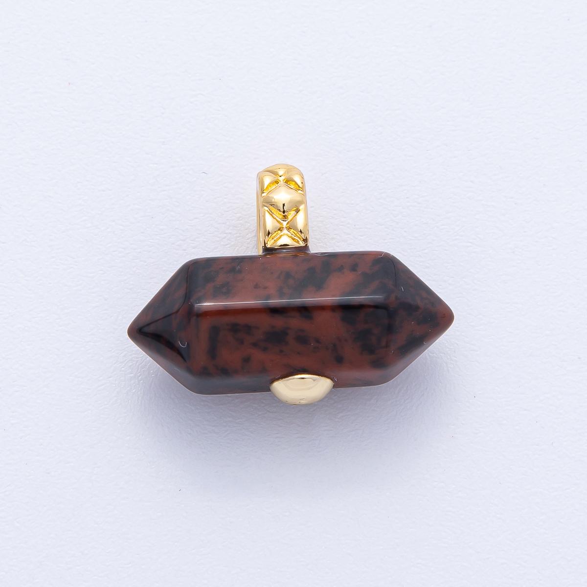 18k gold filled NATURAL gemstone 21.3mm quilted gold Pendant Healing Stone DIY Jewelry Supply for custom Necklace | AK-129