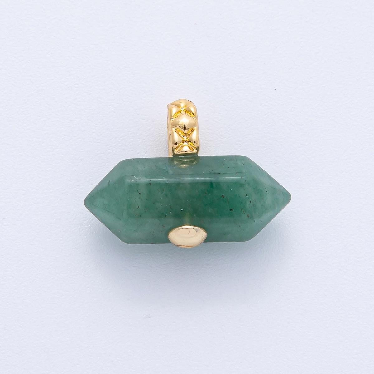 18k gold filled NATURAL gemstone 21.3mm quilted gold Pendant Healing Stone DIY Jewelry Supply for custom Necklace | AK-129