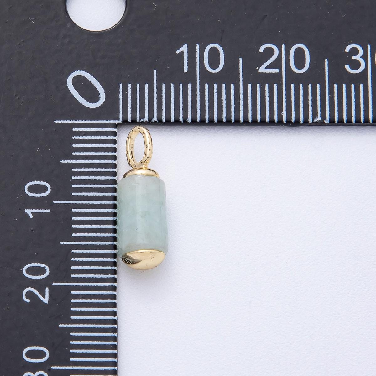 18k Gold Filled Tube DROP Charm 17.3mm Prehnite natural gemstone with Bail Connector DIY Jewelry Supply for custom necklace | AK-146