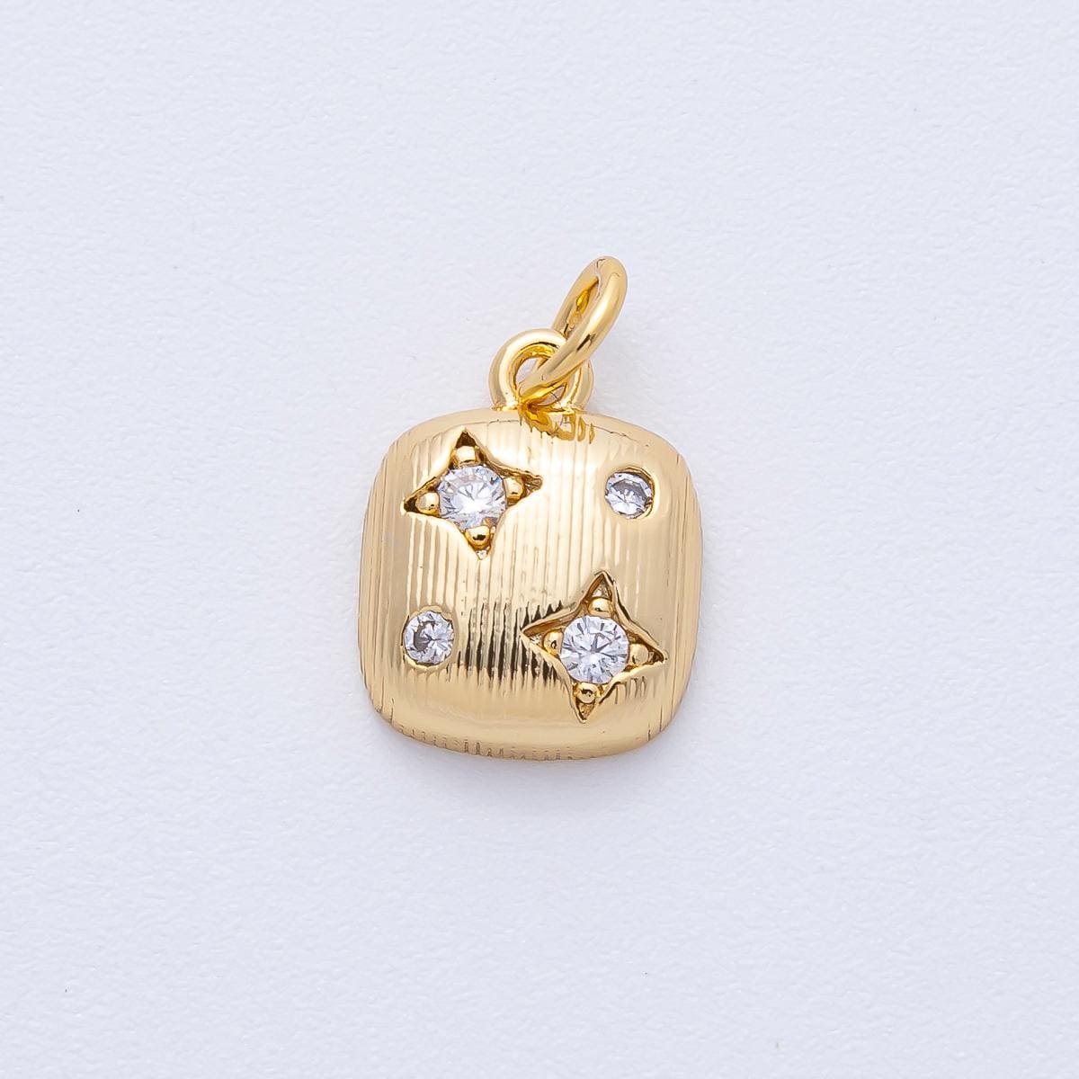 18k gold filled Celestial Star 13mm Micro paved CZ Square Charm small dainty Piece DIY Jewelry Supply for Custom necklace bracelet | AK-157