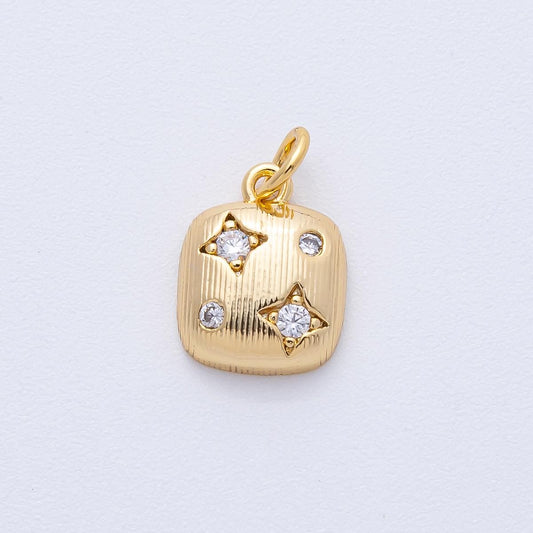 18k gold filled Celestial Star 13mm Micro paved CZ Square Charm small dainty Piece DIY Jewelry Supply for Custom necklace bracelet | AK-157