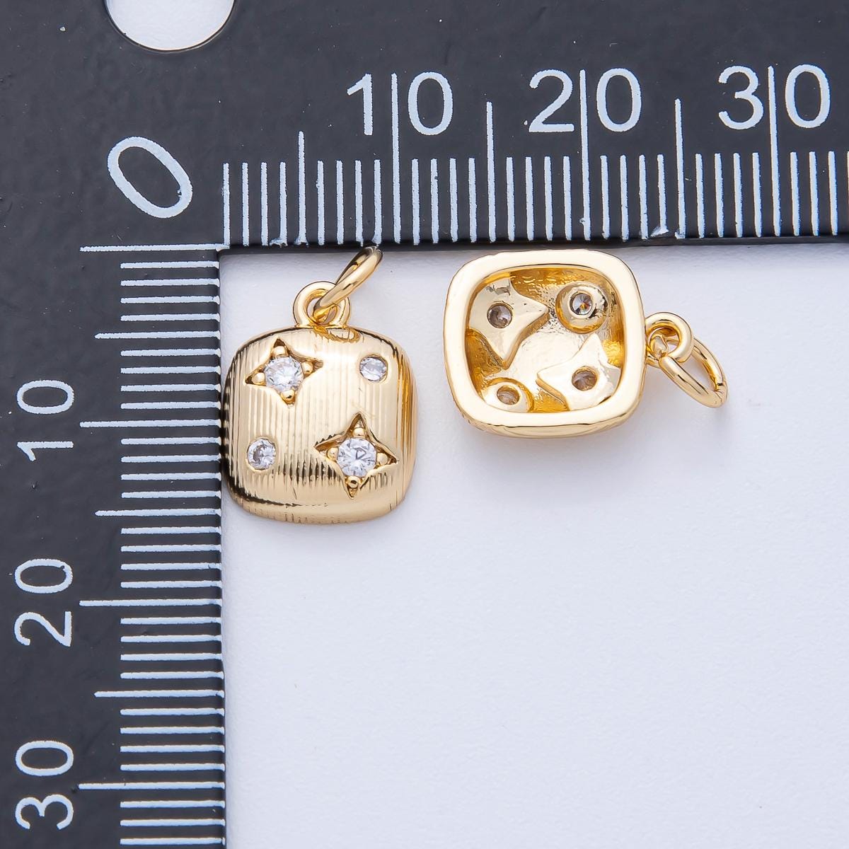 18k gold filled Celestial Star 13mm Micro paved CZ Square Charm small dainty Piece DIY Jewelry Supply for Custom necklace bracelet | AK-157