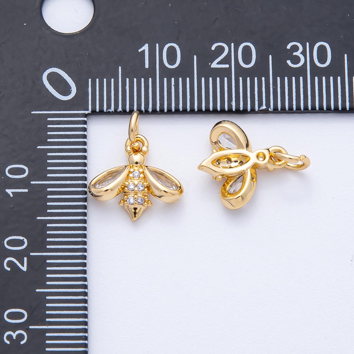 18k Gold Filled 12.2mm Bumble Bee Charm with Micro Paved CZ Honey Insect Pendant DIY Jewelry Supply for custom necklace bracelet | AK-165