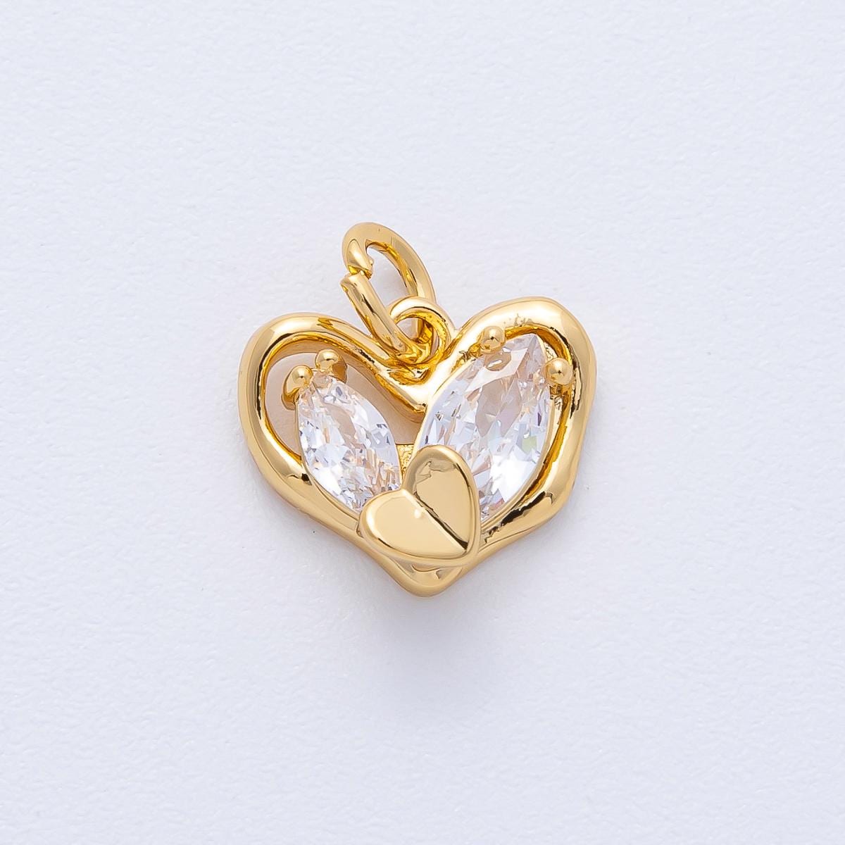 18k gold filled heart cluster charm 11.9mm marquise dainty crystal pendant DIY Jewelry Supply for Custom Necklace Bracelet | AK-167