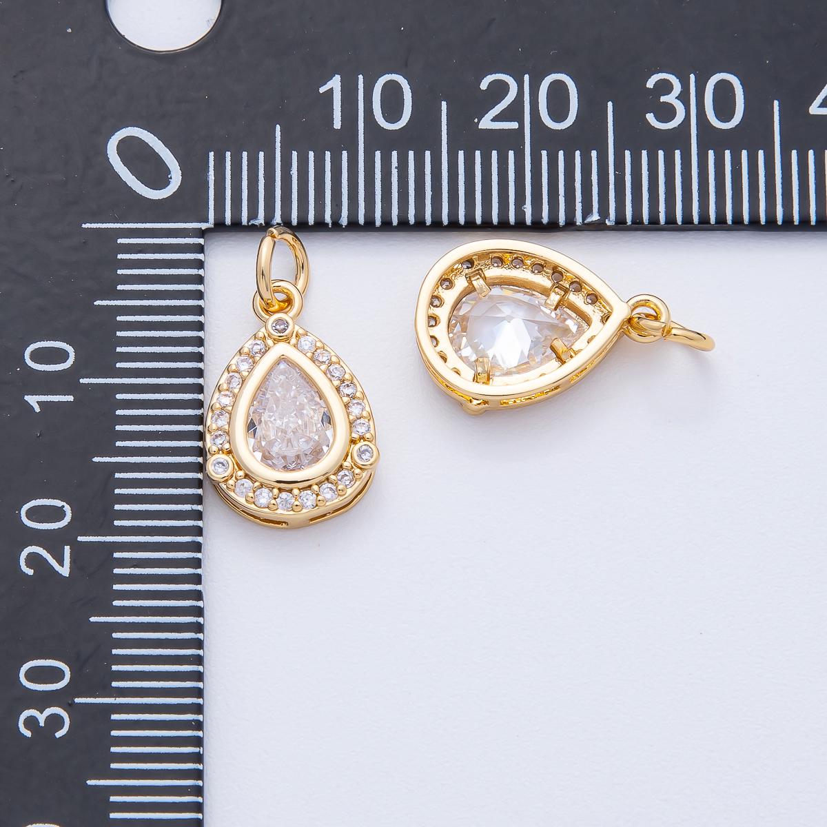 18k Gold Filled Teardrop Halo Charm with CZ Pear Pendant 15.2mm crystal necklace DIY Jewelry Supply Gift Idea for Her | AK-169