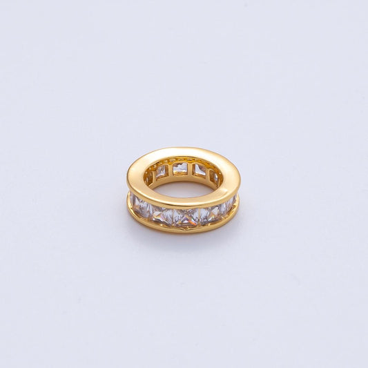 18K Gold Filled 11.7mm Clear CZ Baguette Rondelle Bead Princess Cut Spacer DIY Jewelry Making Supply for Necklace Bracelet | B-697