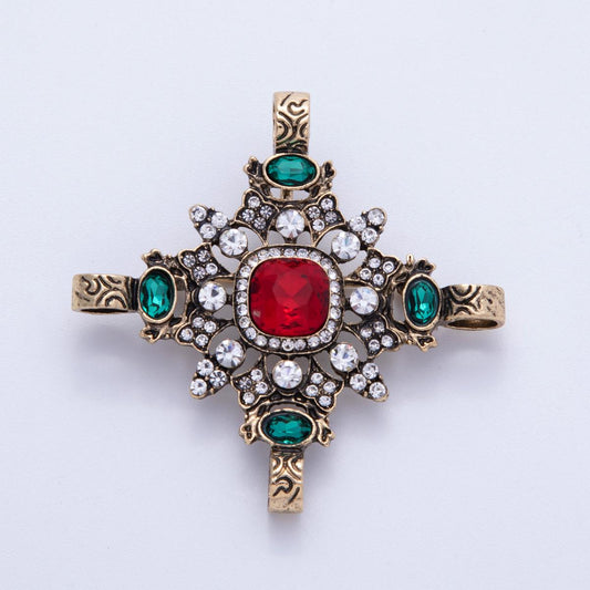 Vintage Gold 55.5mm Multicolor Rhinestone Geometric Pin Brooch Accessory Gift for Coats Bags and Scarves | BH-085