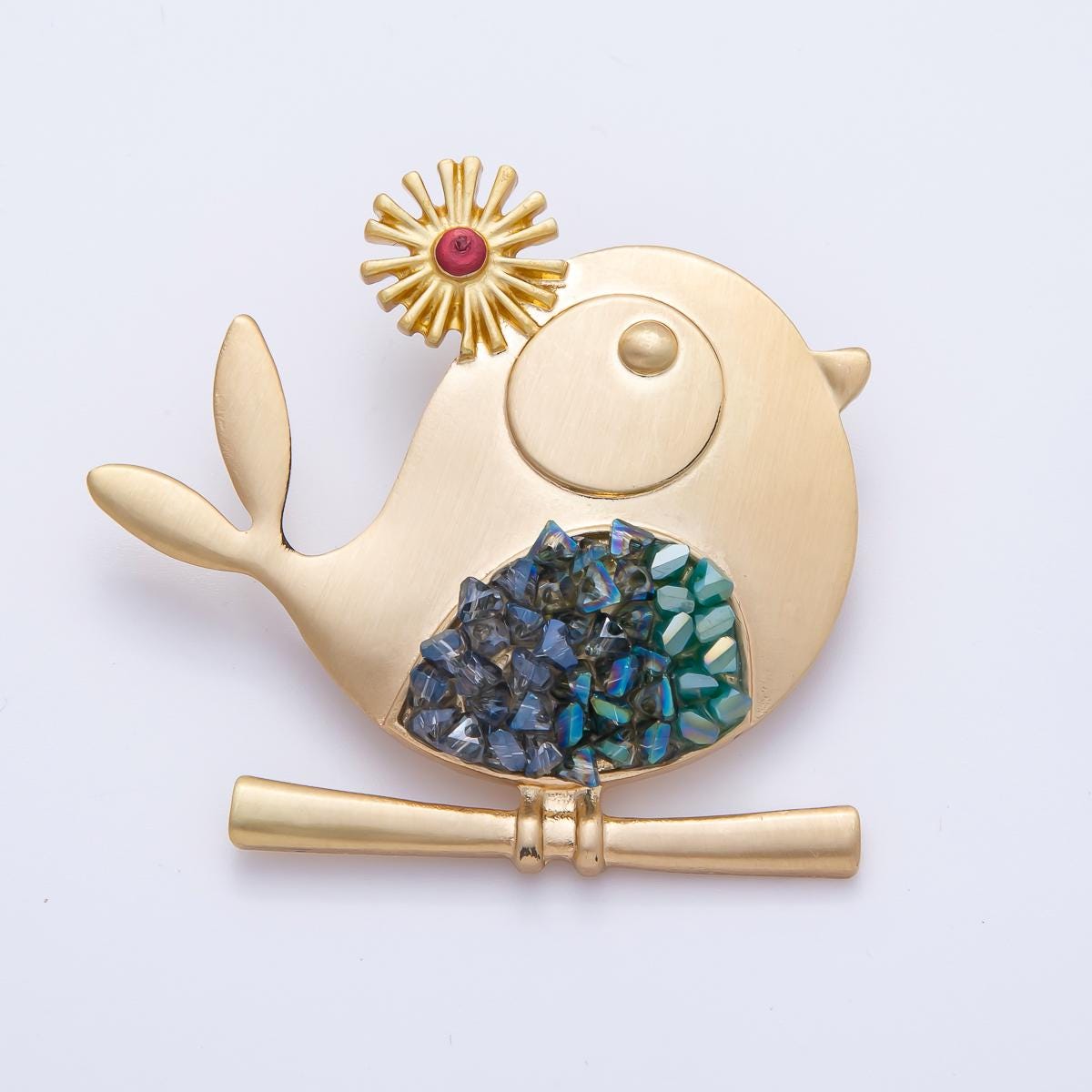 Big Cute Gold Bird Brooch Tweet Pin for Chic Jewelry Gift | BH-088
