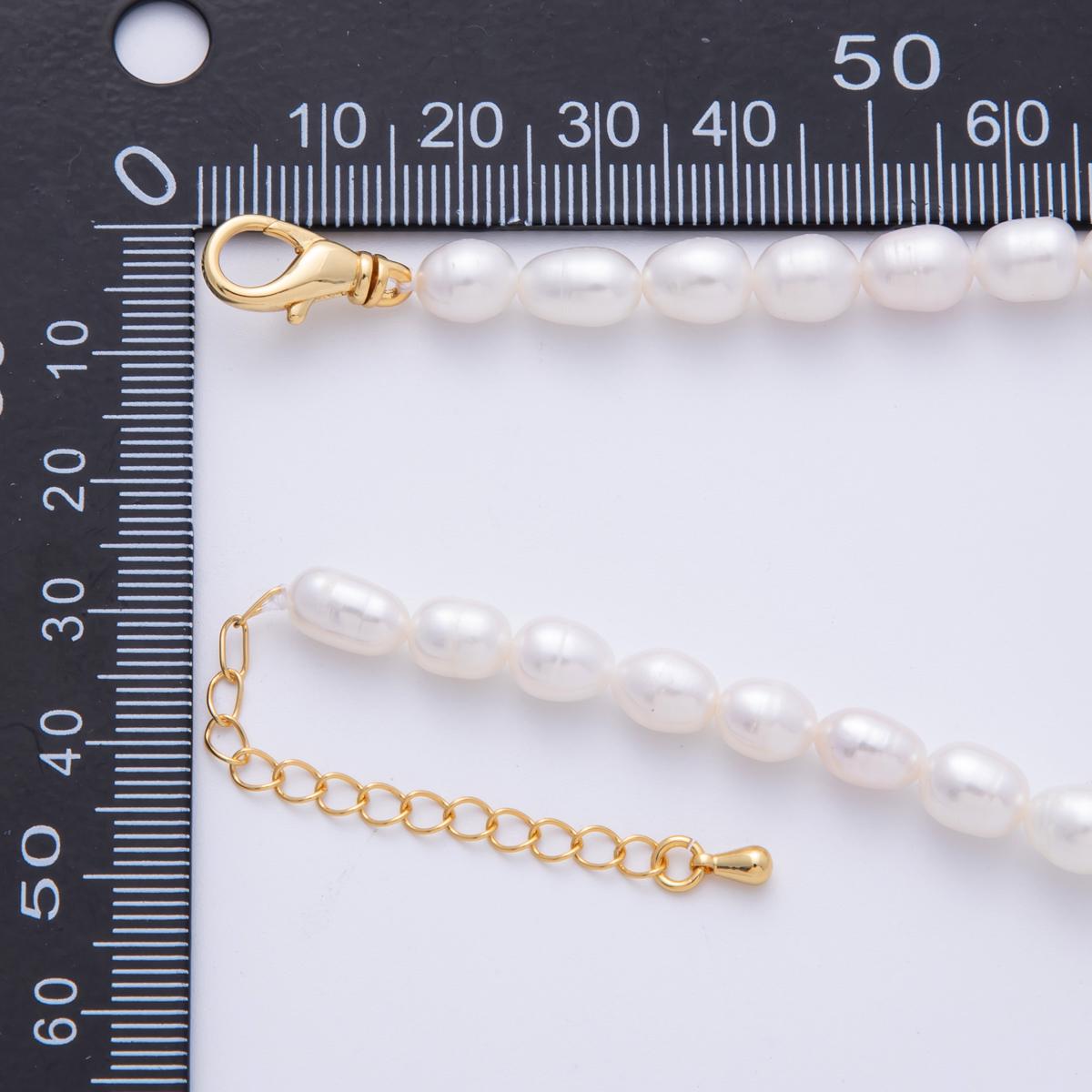 24K Gold Filled Classic Freshwater Pearl Seed Necklace, Layer Beaded Necklace, Minimalist Bridesmaid Gift, Wedding Jewelry 15.6 inch WA-4054