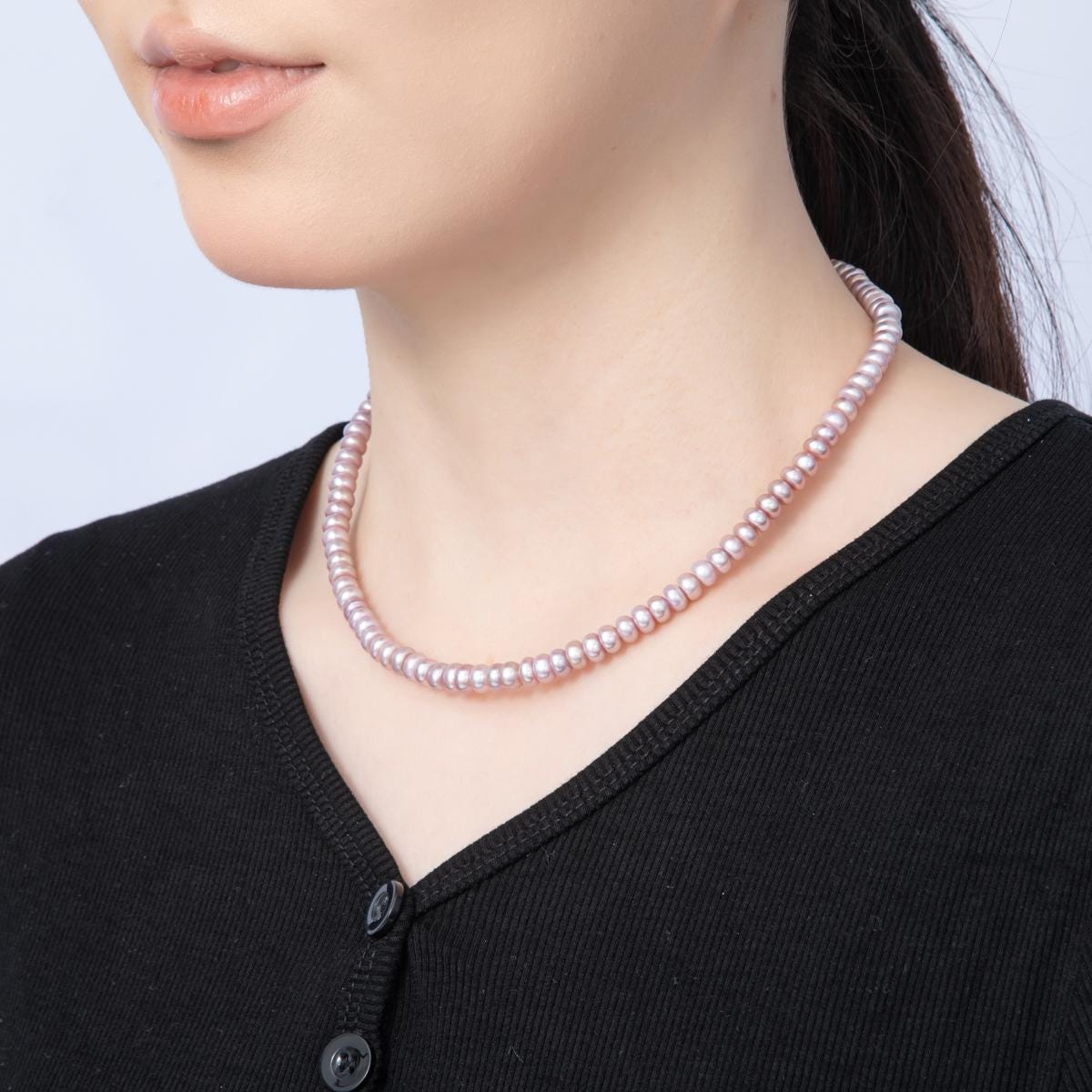 Dainty Potato Pearl Necklace, Freshwater Pearl 24k Gold Filled Minimalist Necklace Pink Purple Pearl Choker Necklace 15.5 inch WA4055