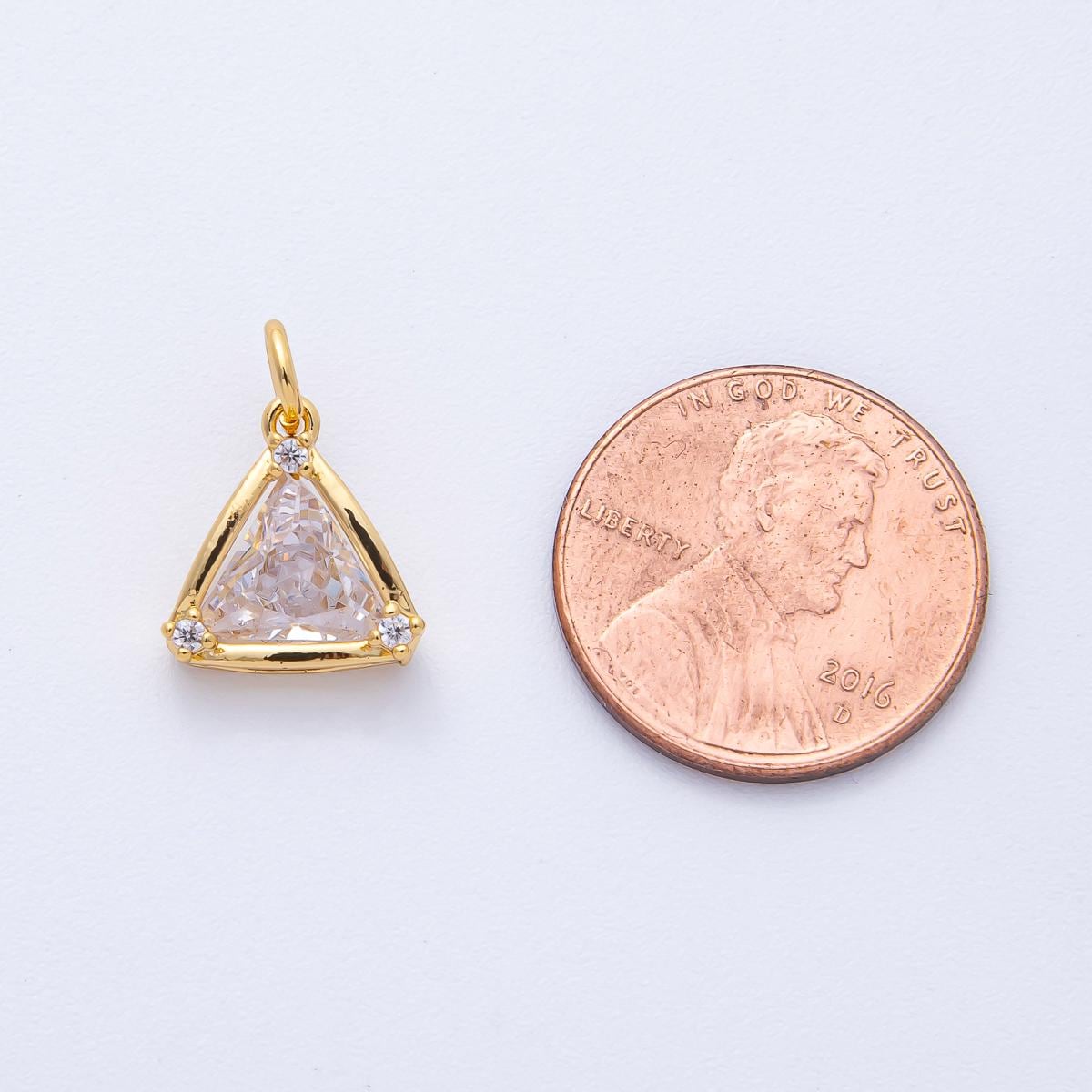 18K Gold Filled 12mm Clear CZ Triangle Mini Solitaire Charm Minimalist Crystal DIY Jewelry Making Supply Gift Idea for her | AK191