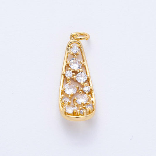 18K Gold Filled 26.5mm Clear CZ Cluster Geometric Charm Unique Statement piece DIY Jewelry Supply for custom necklace | AK194