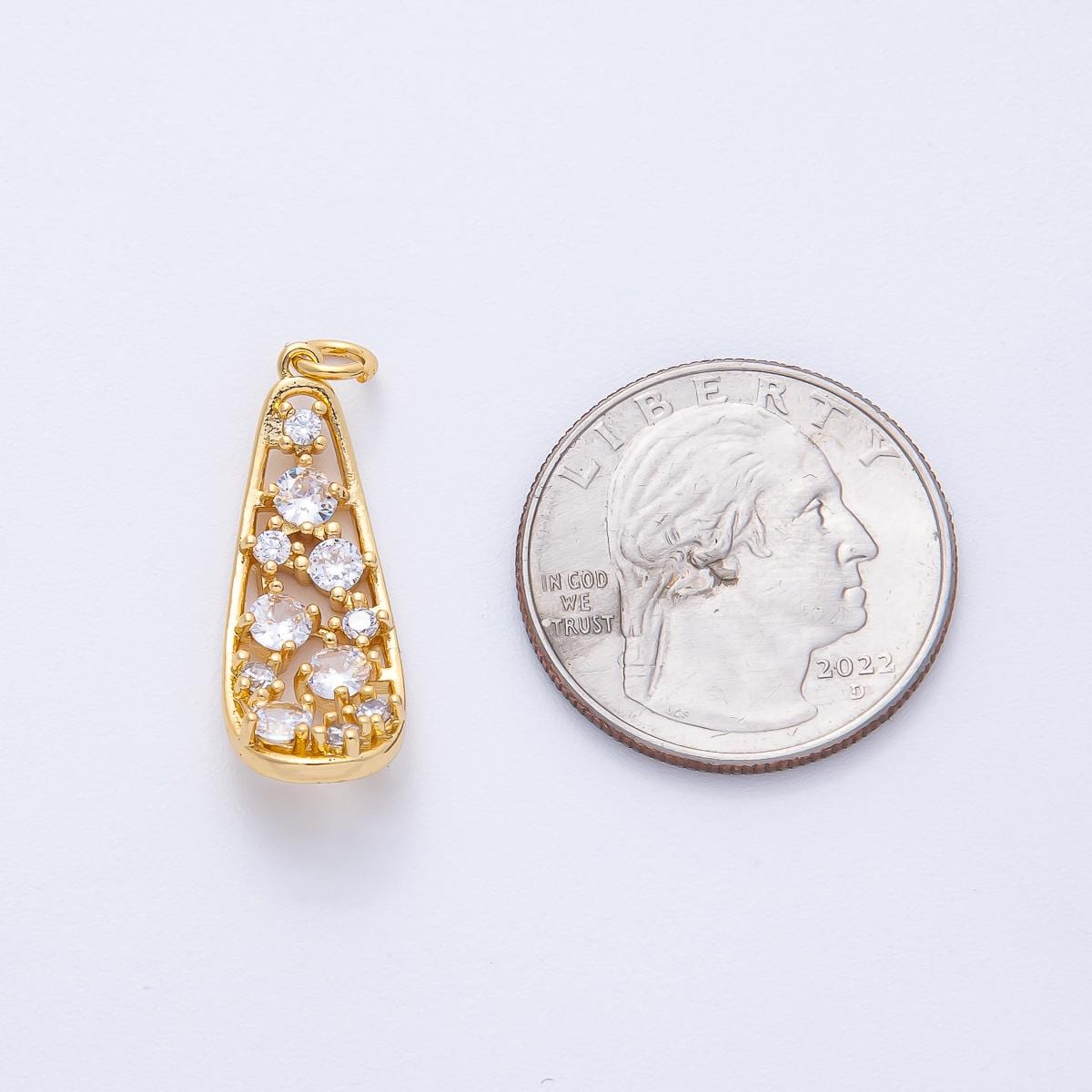 18K Gold Filled 26.5mm Clear CZ Cluster Geometric Charm Unique Statement piece DIY Jewelry Supply for custom necklace | AK194