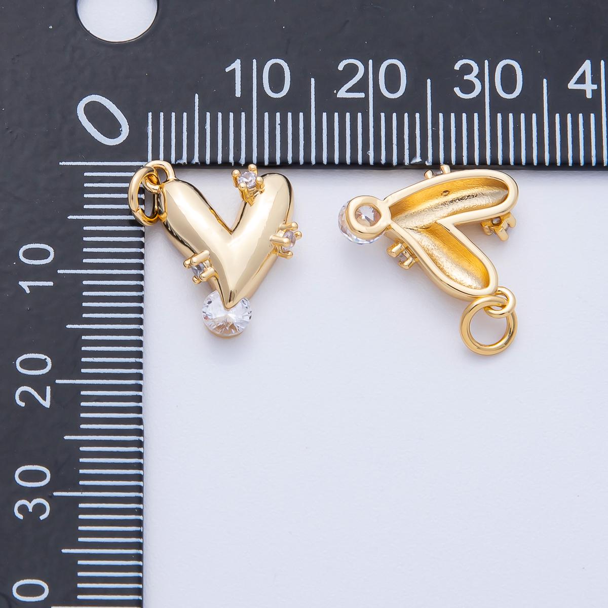 18K Gold Filled 15mm Clear CZ Cluster Chubby Heart Charm Chunky Puffy Pendant Modern Love Jewelry DIY Supply for Necklace | AK175