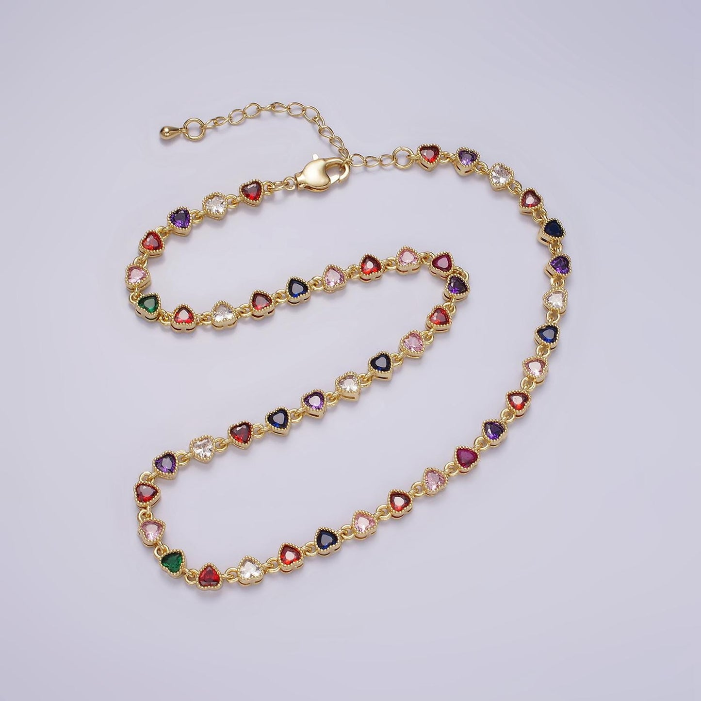 Gold necklace colorful necklace cz stone necklace 14k gold filled cubic heart necklace dainty necklace gift for her wa2245
