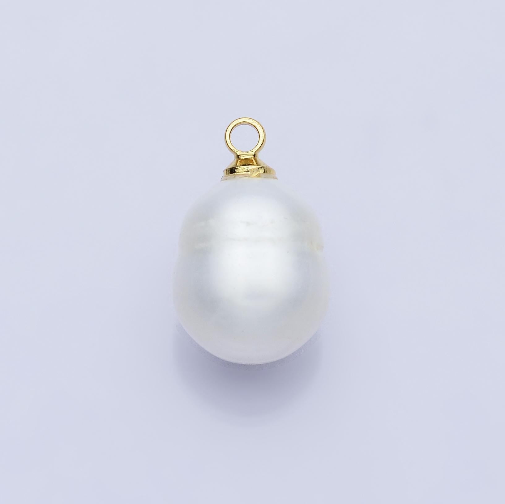 Tiny potato pearl charms white pearl drop pendants dainty charm necklace pendant 9mm pearl drop with bail P1940