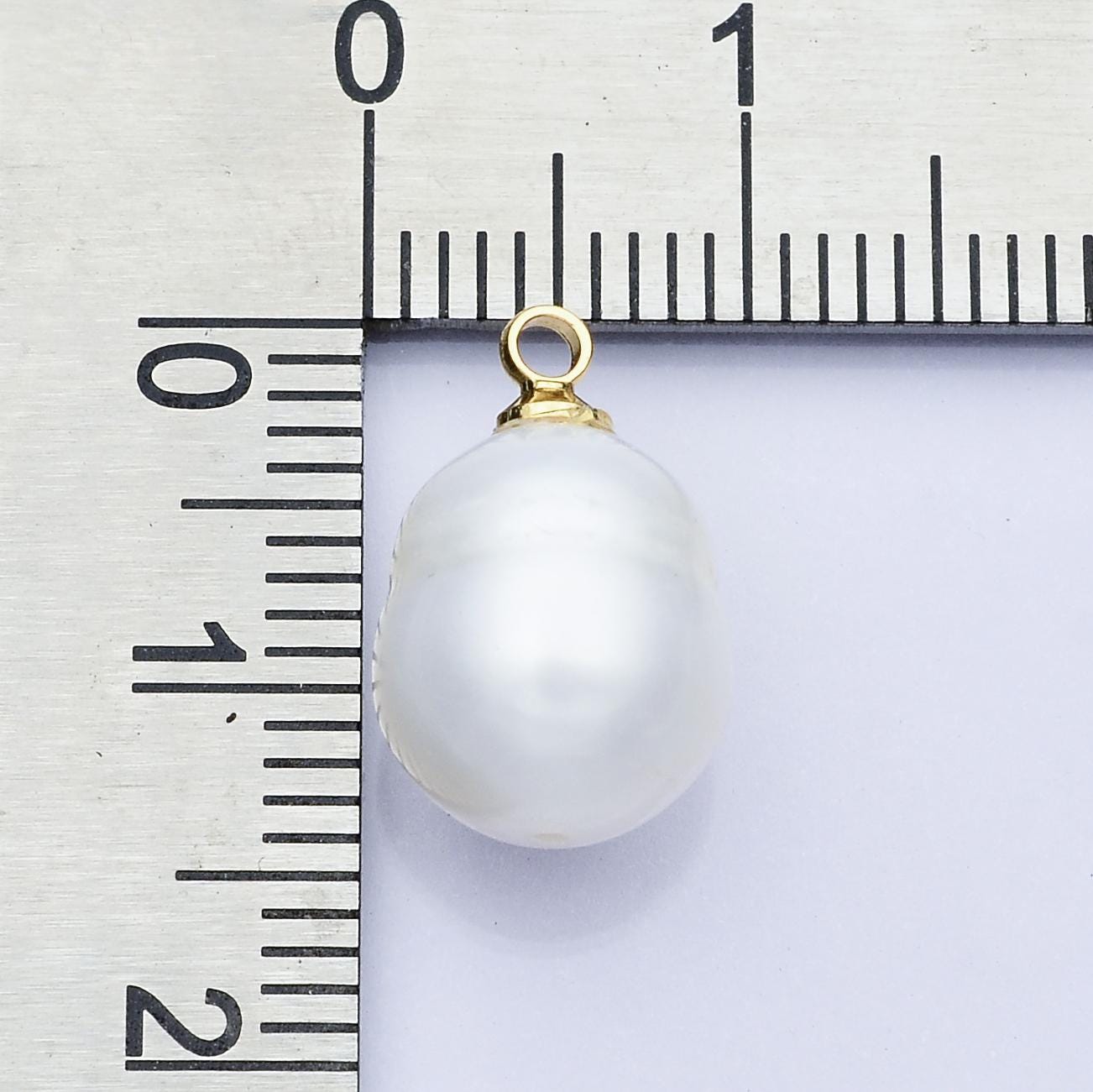 Tiny potato pearl charms white pearl drop pendants dainty charm necklace pendant 9mm pearl drop with bail P1940