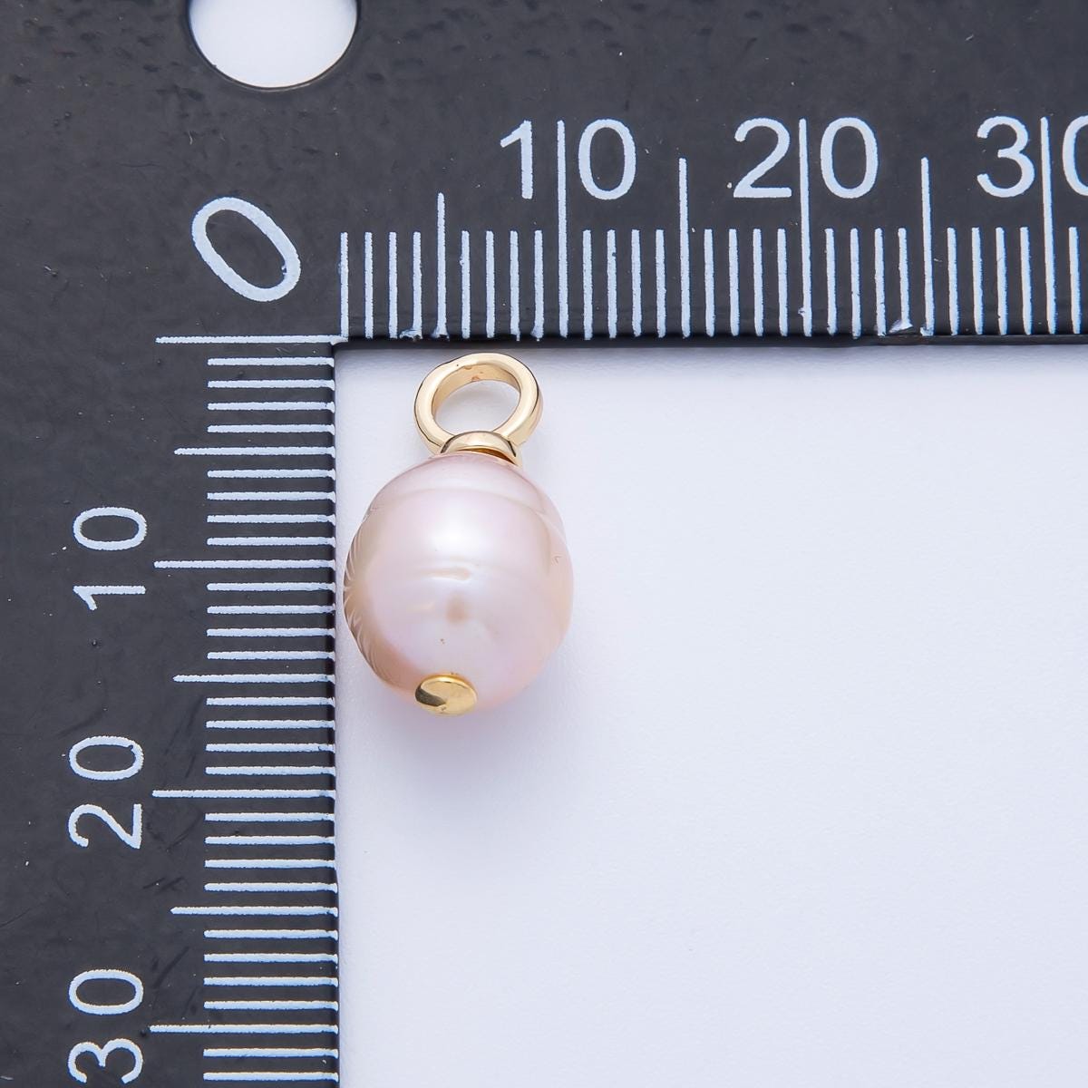 18K Gold Filled 18mm Ringed Pink Freshwater Pearl Charm DIY Jewelry Supply for custom Necklace Bracelet and Earrings | AF643