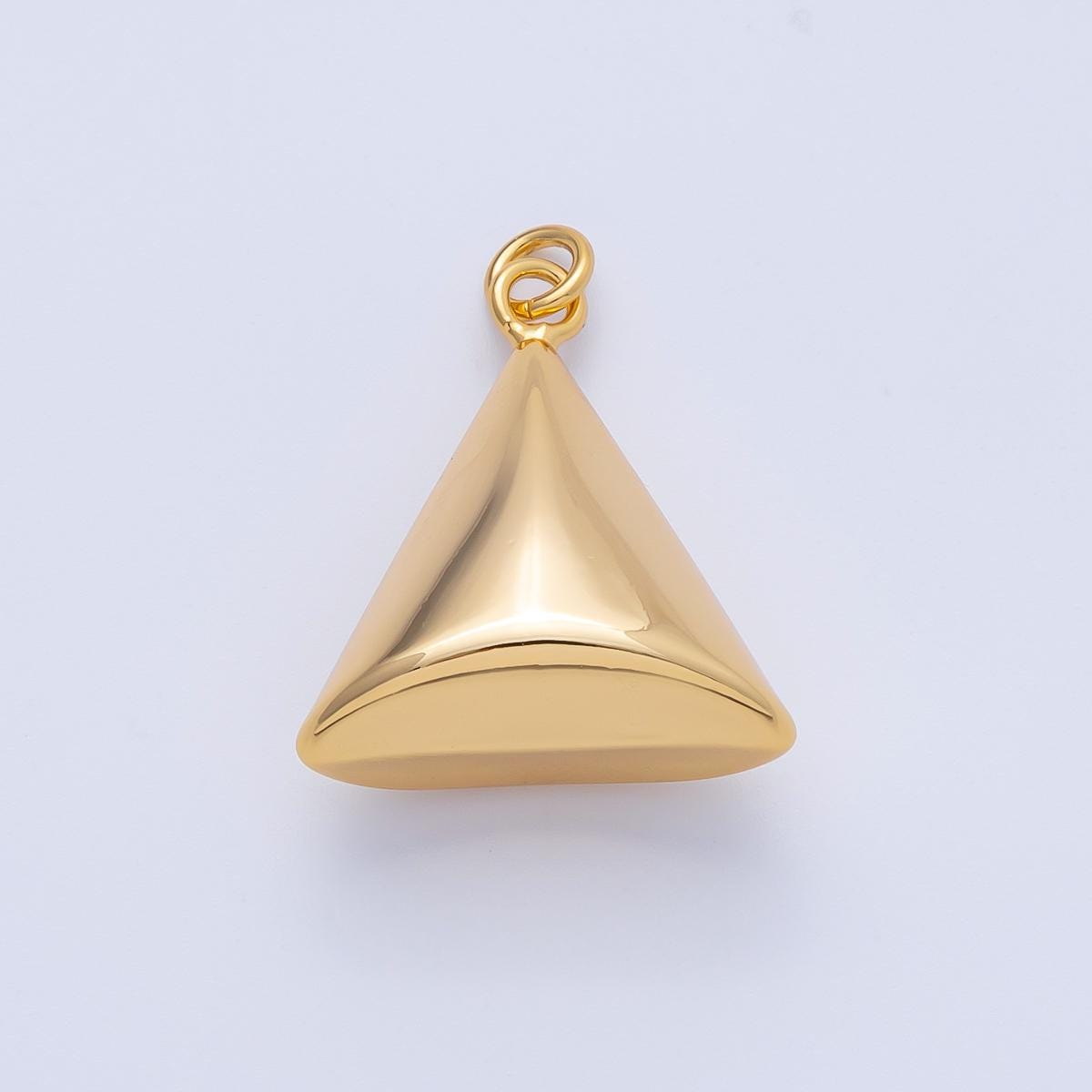 Puffy Gold Triangle Pendant 18k Gold Filled Modern Geometric Charm for Necklace Component AK-121