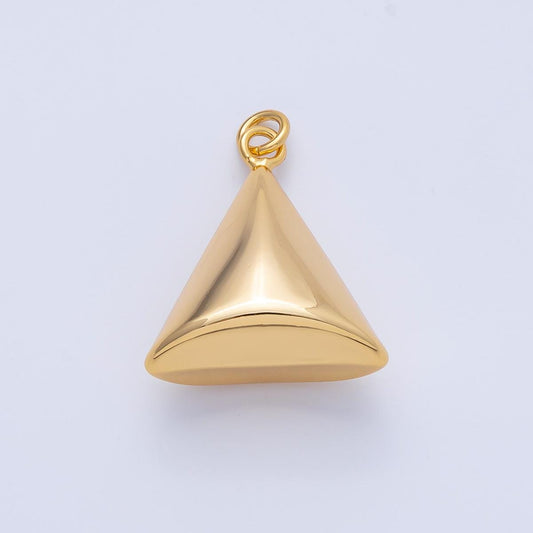 Puffy Gold Triangle Pendant 18k Gold Filled Modern Geometric Charm for Necklace Component AK-121