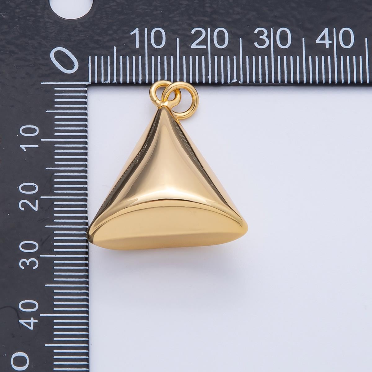 Puffy Gold Triangle Pendant 18k Gold Filled Modern Geometric Charm for Necklace Component AK-121