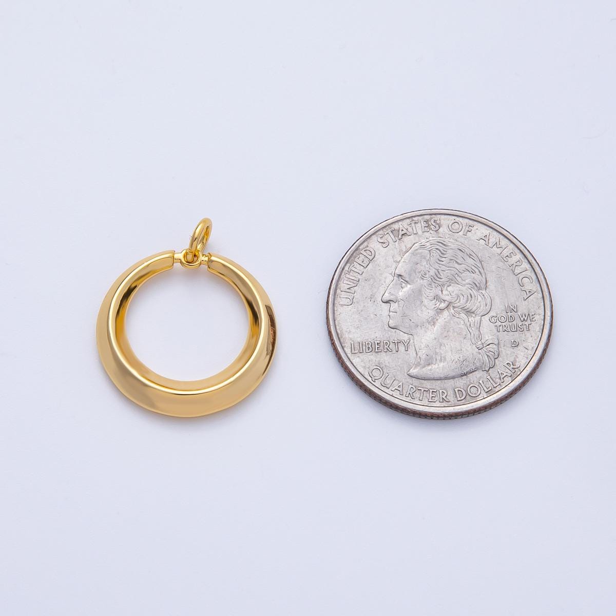 Open Circle Gold Oblong Pendant 18k Gold Filled Modern Geometric Charm for Necklace Component AK-120