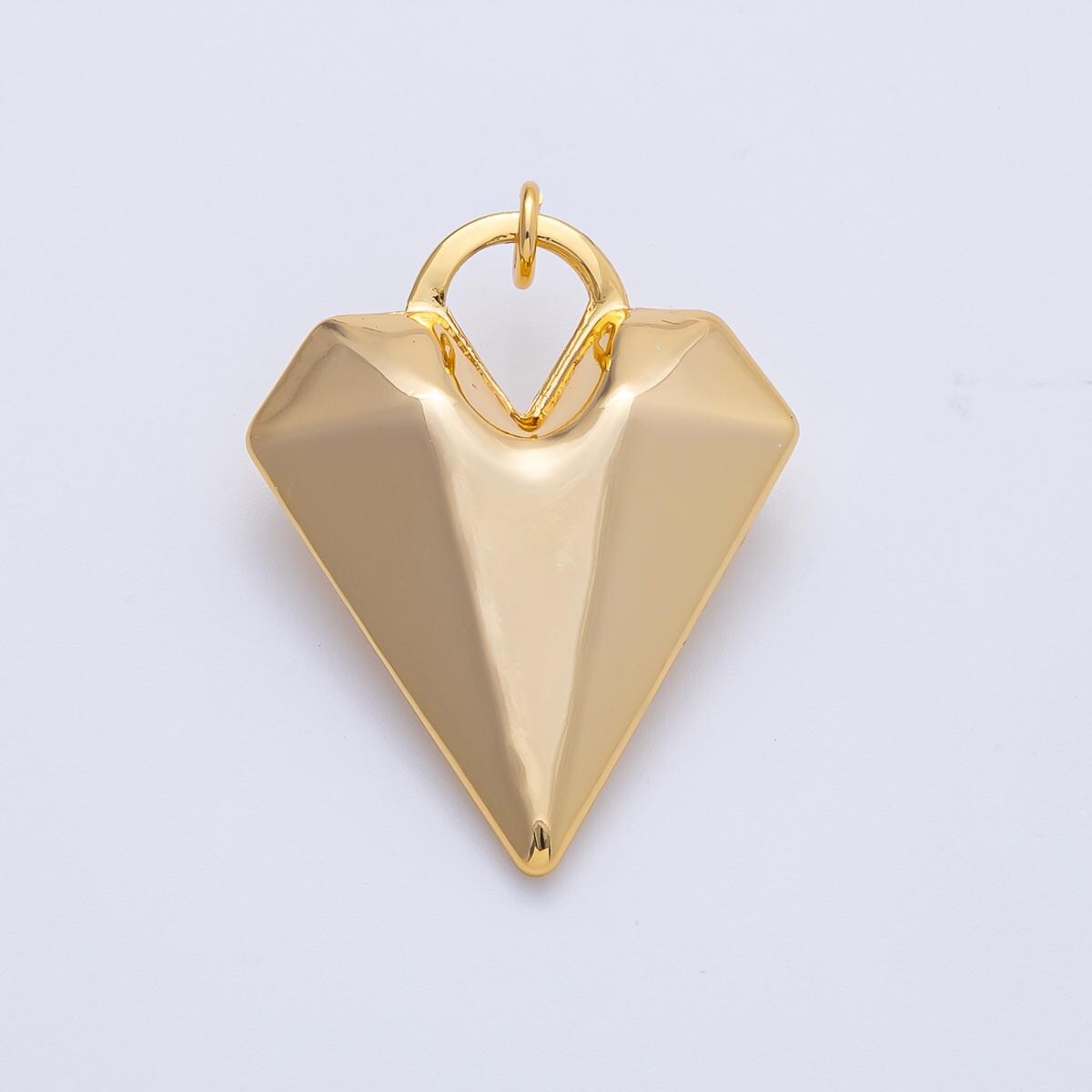 3D Gold Heart Pendant 18k Gold Filled Modern Geometric Charm for Necklace Component AK-122