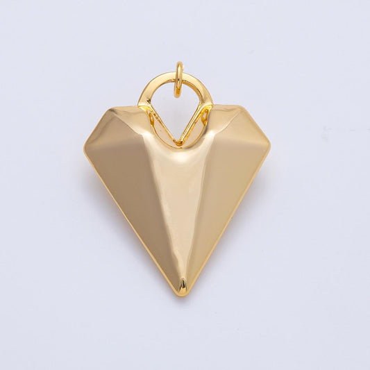 3D Gold Heart Pendant 18k Gold Filled Modern Geometric Charm for Necklace Component AK-122