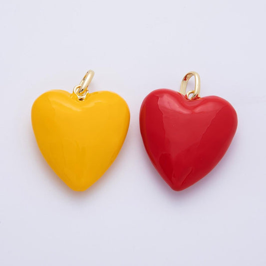 Puffy Red big Pastel Enamel Charm 18K Gold filled heart charm balloon pendant for Valentine jewelry making supply Key Chain Bag Charm Supply