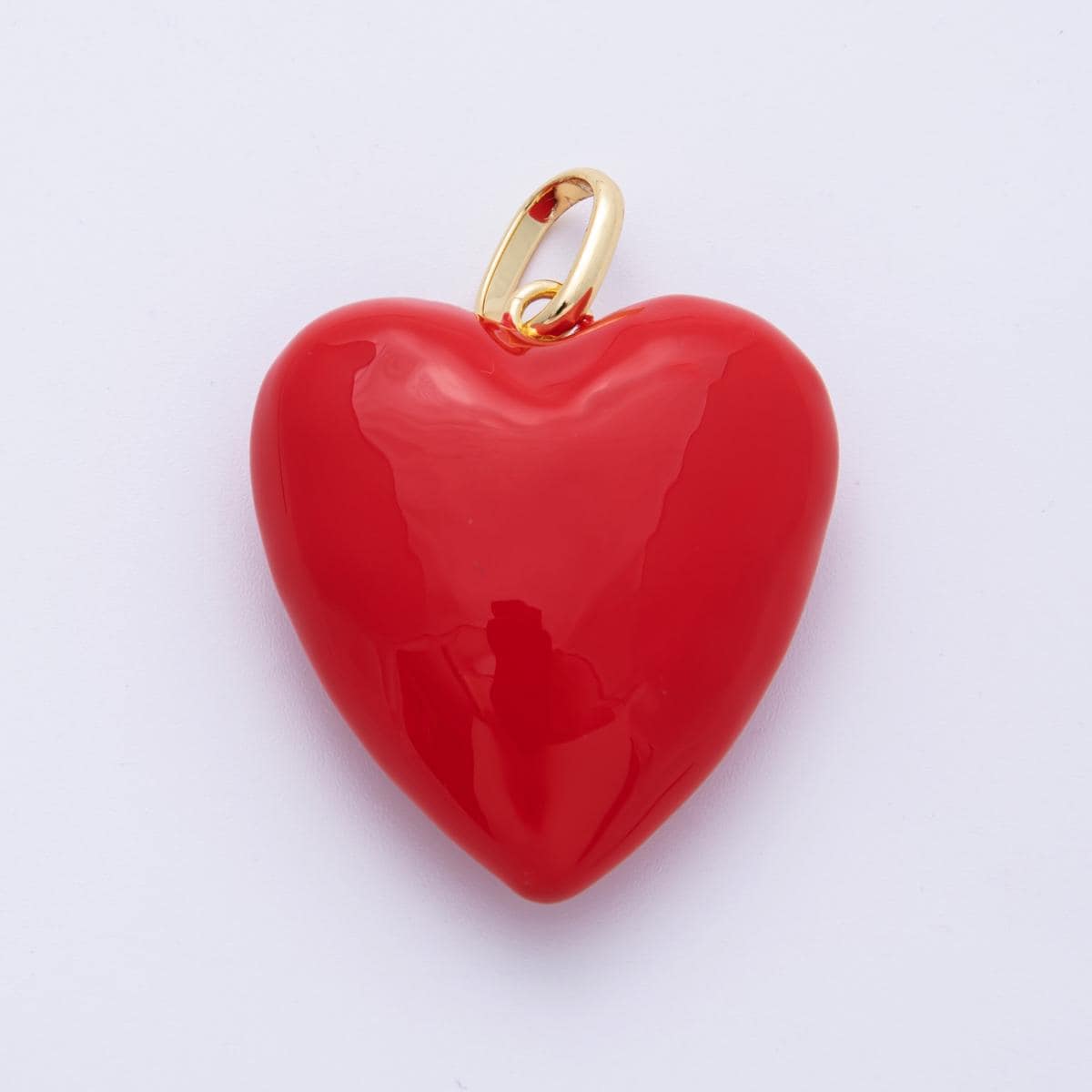 Puffy Red big Pastel Enamel Charm 18K Gold filled heart charm balloon pendant for Valentine jewelry making supply Key Chain Bag Charm Supply
