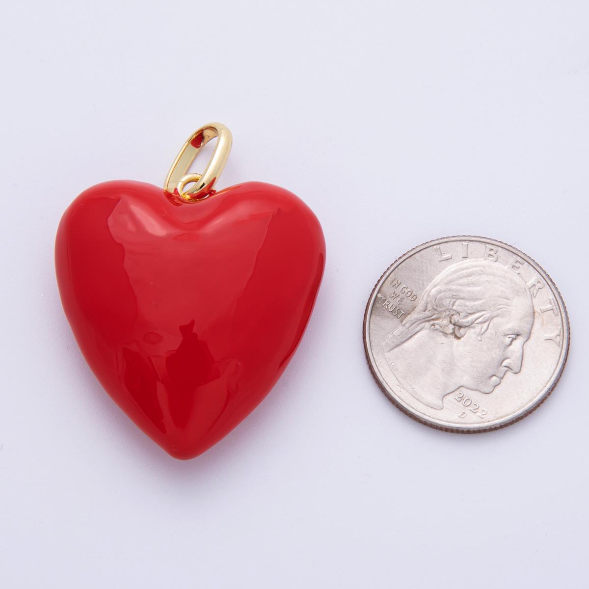Puffy Red big Pastel Enamel Charm 18K Gold filled heart charm balloon pendant for Valentine jewelry making supply Key Chain Bag Charm Supply