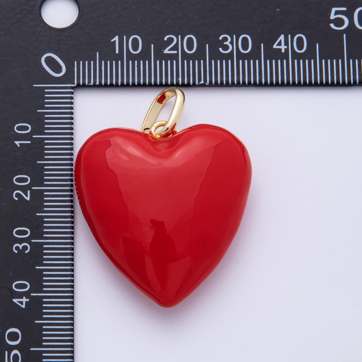 Puffy Red big Pastel Enamel Charm 18K Gold filled heart charm balloon pendant for Valentine jewelry making supply Key Chain Bag Charm Supply