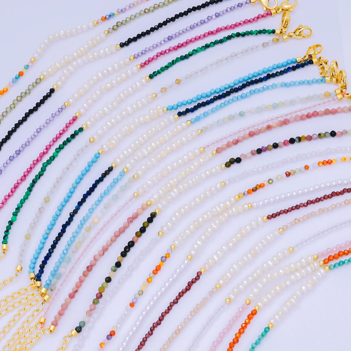 Handmade 3mm Pearl with multifaceted Colorful rondelle stones Gemstone 6.7"+ 1.25" extender Handcrafted Beaded bracelet | WA-3695