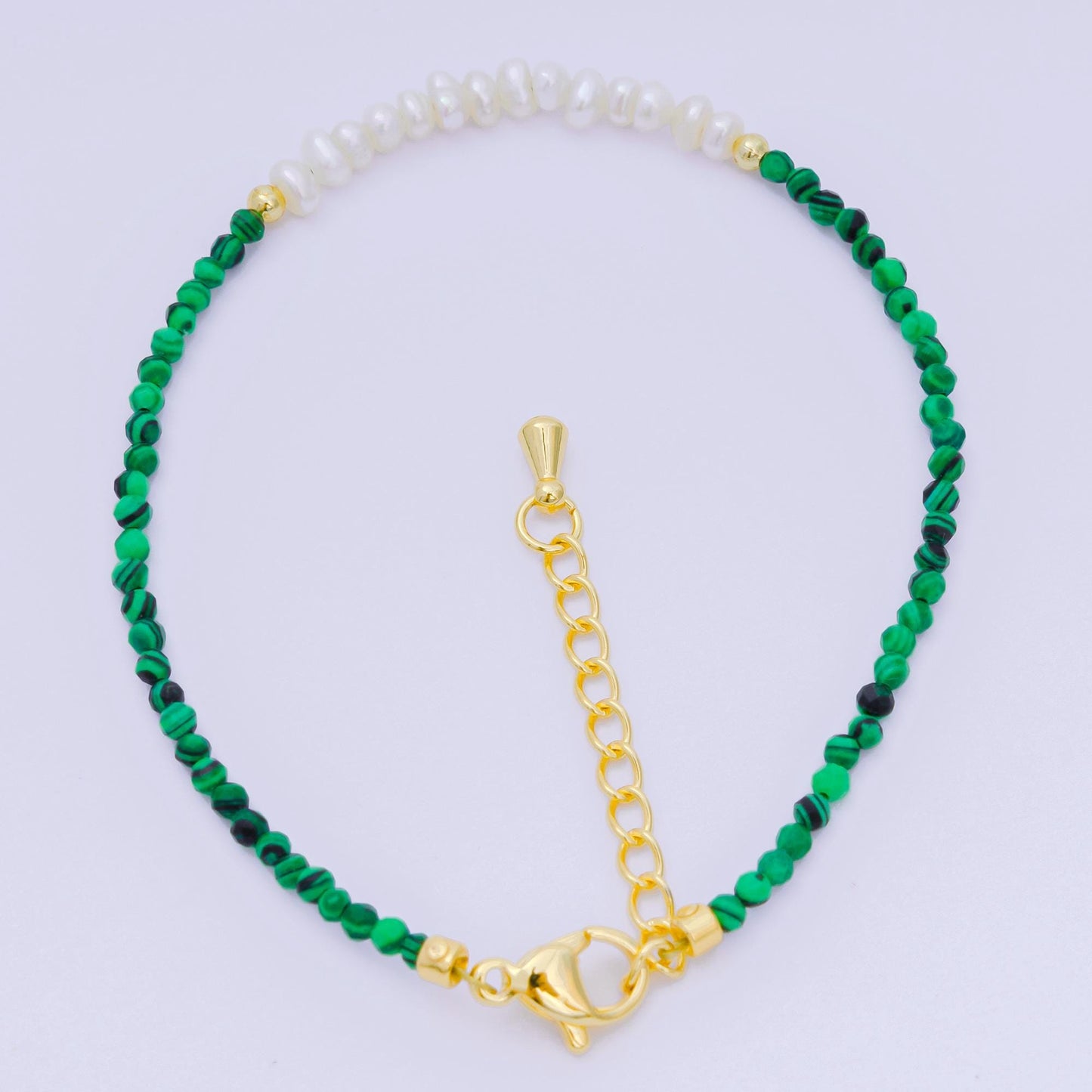 Handmade 3mm Pearl with multifaceted Colorful rondelle stones Gemstone 6.7"+ 1.25" extender Handcrafted Beaded bracelet | WA-3695