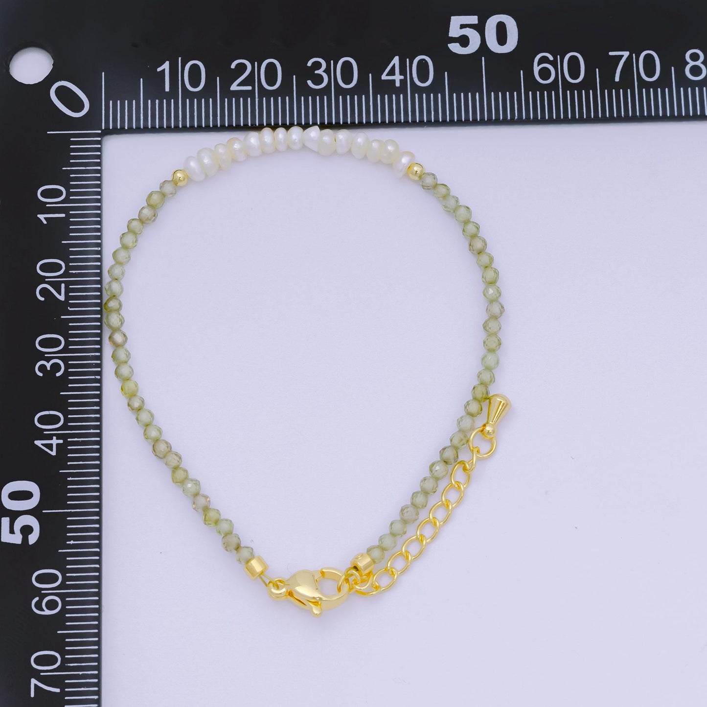 Handmade 3mm Pearl with multifaceted Colorful rondelle stones Gemstone 6.7"+ 1.25" extender Handcrafted Beaded bracelet | WA-3695