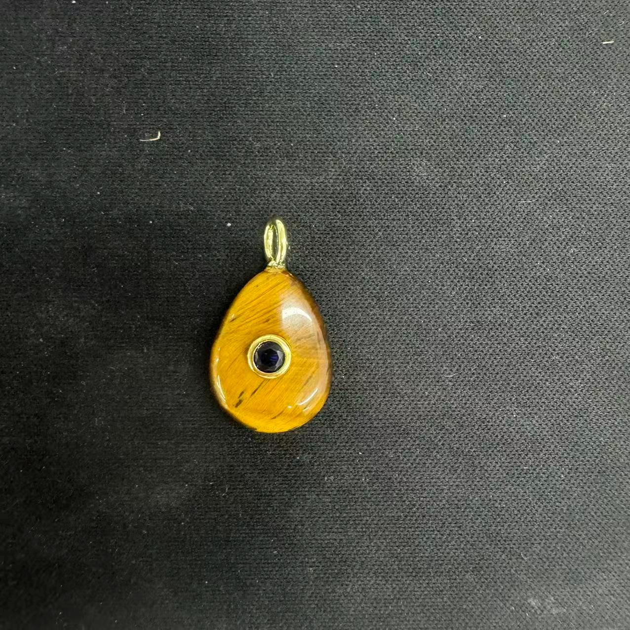 18K Gold Filled Natural Stone Pendant Oval Gemstone Charm Bracelet Necklace for DIY Jewelry Making Supply Birthstone Jewelry N-720
