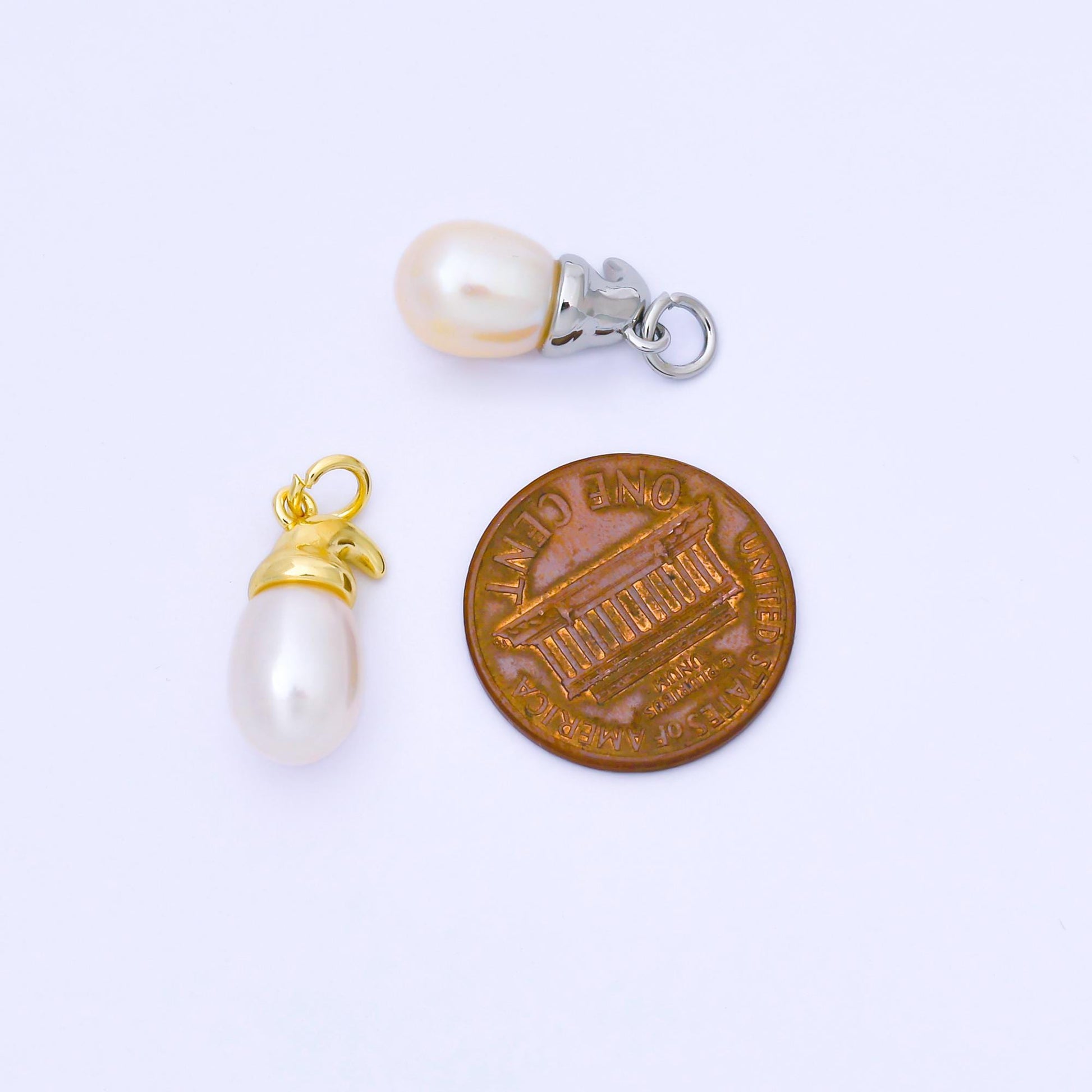 24k Gold and Silver Unique Gnome Hat Pearl Charm Baroque Freshwater Pearl Charm Christmas Holiday Jewelry Supply DIY Necklace | AF590
