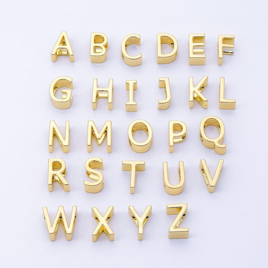 24K Gold Filled 13mm Personalized Classic Initial Slider Letter Alphabet Bead A~Z Alphabet for Cord Bracelet Necklace initials gift | AF079