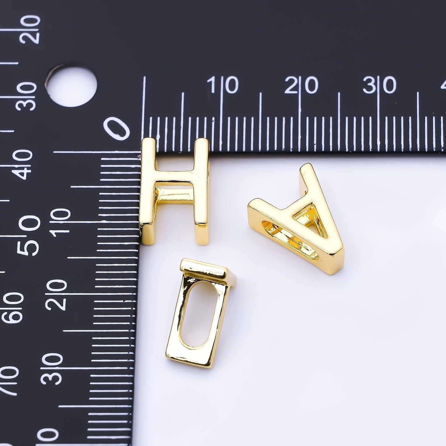 24K Gold Filled 13mm Personalized Classic Initial Slider Letter Alphabet Bead A~Z Alphabet for Cord Bracelet Necklace initials gift | AF079