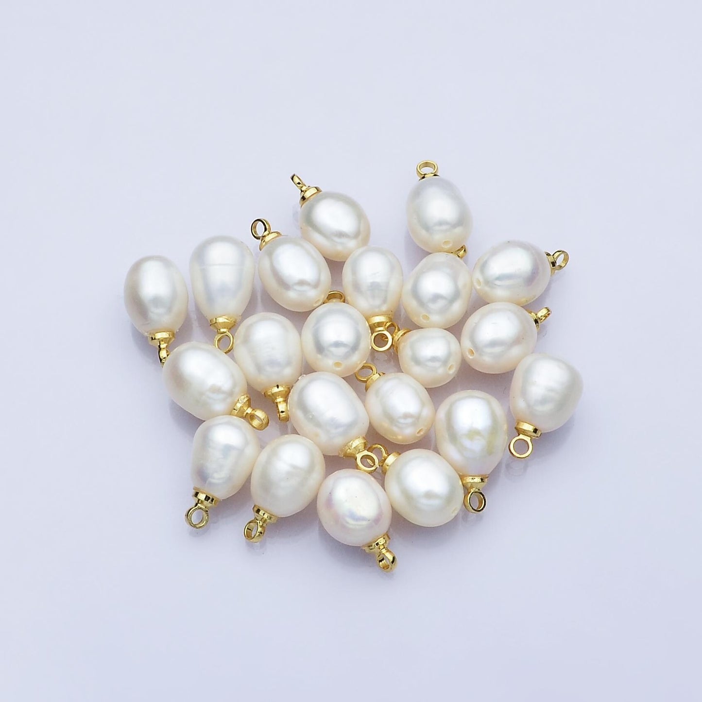 18K Gold Filled 12.6mm Shell Pearl Oval Button Charm Elegant Piece for Custom Necklace DIY Jewelry Supply Finding | P1618
