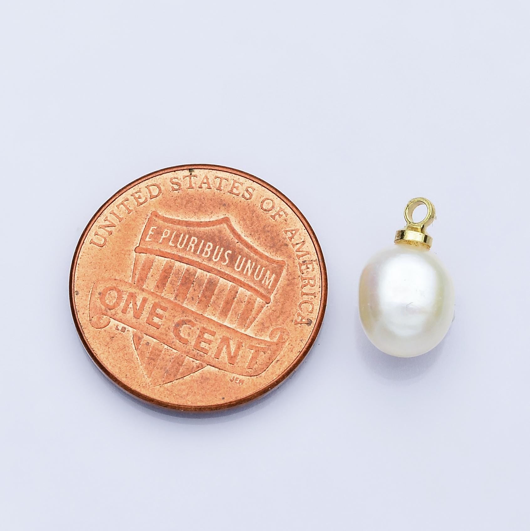 18K Gold Filled 12.6mm Shell Pearl Oval Button Charm Elegant Piece for Custom Necklace DIY Jewelry Supply Finding | P1618