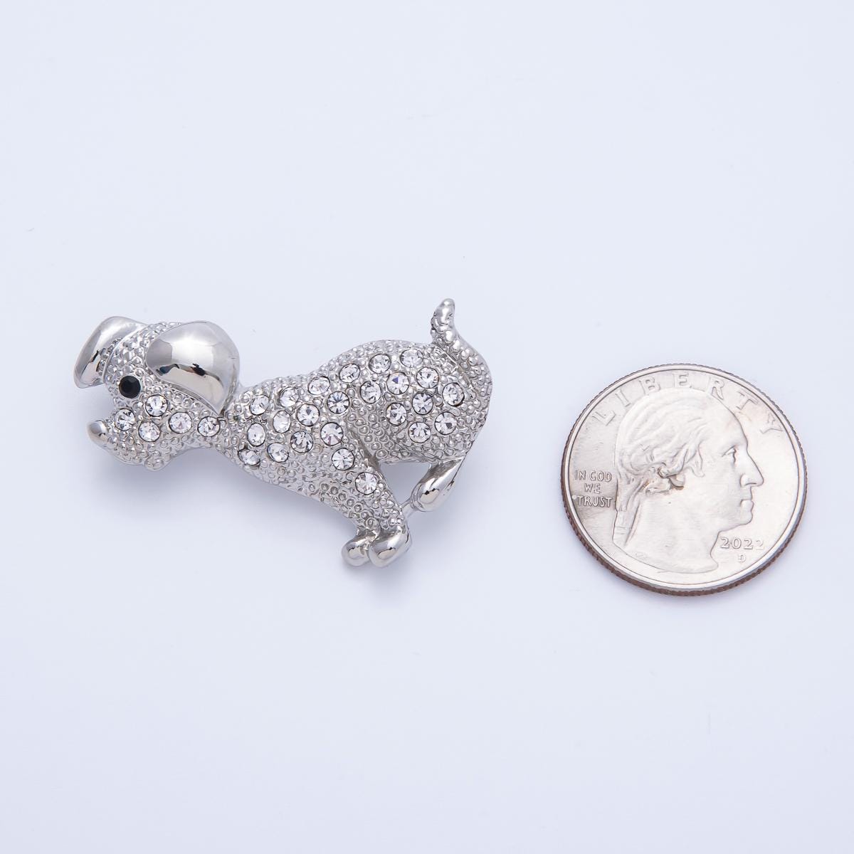 41mm Silver Dog Brooch Clear Rhinestone Diamond Crystals Statement Piece for Coats Bags Scarves Jewelry Accessory | BH-013