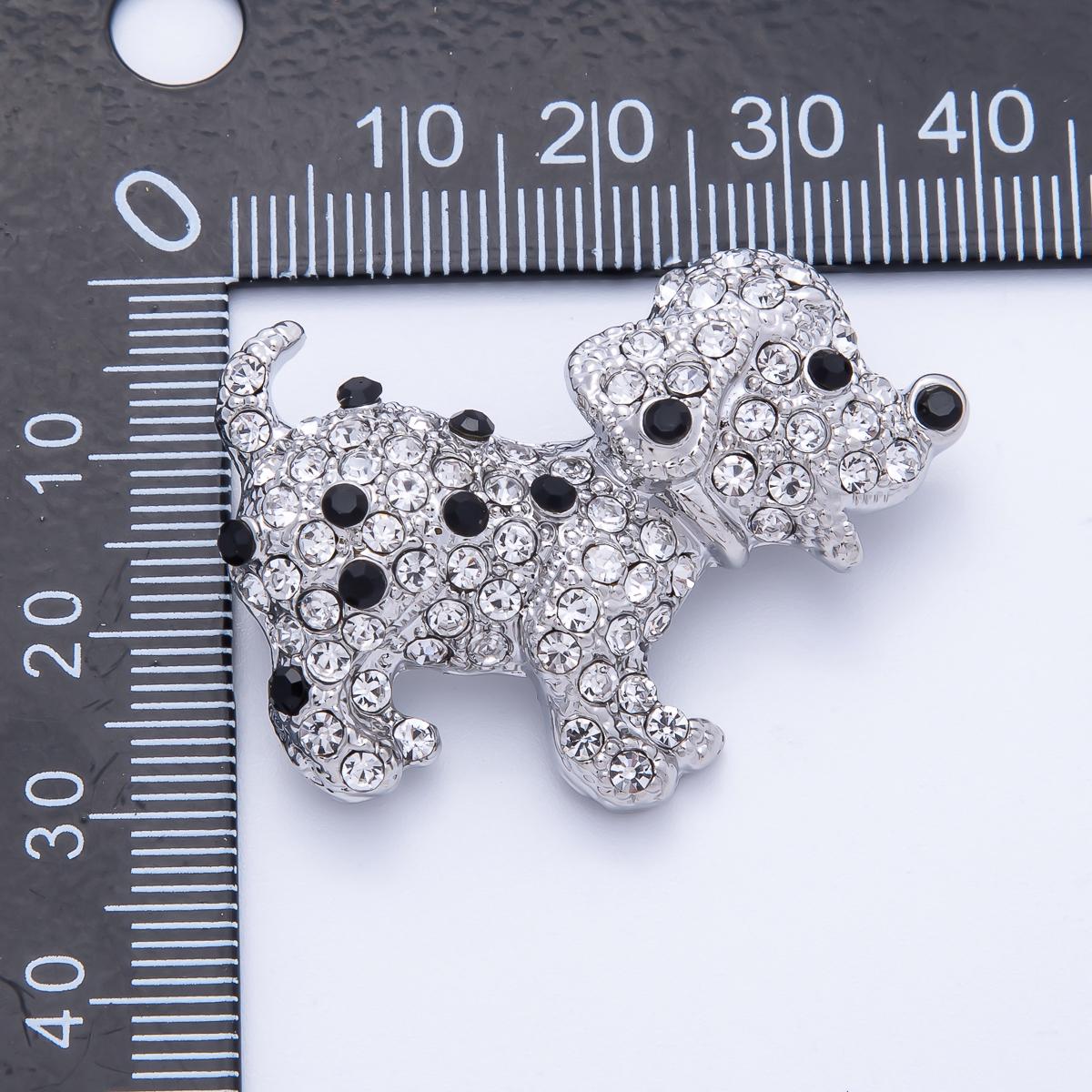 40mm Cute Silver Clear Rhinestone CZ Puppy Dog Brooch Pin Beagle Lab Animal Vintage Piece for Coats Bags Scarves Jewelry Accessory | BH-015