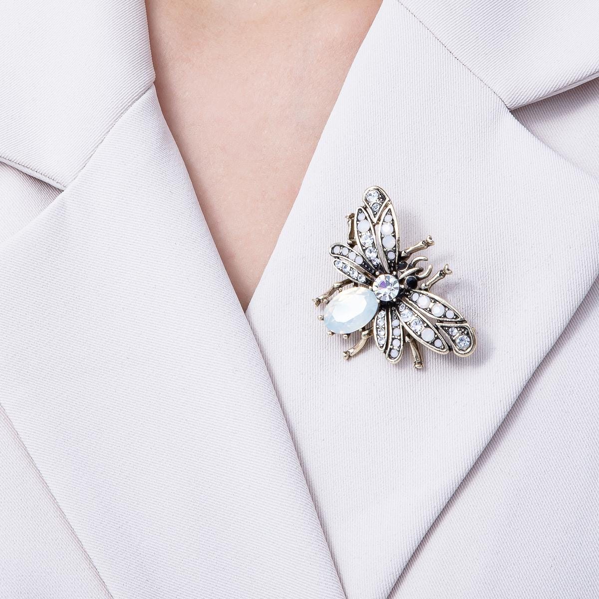 47.3mm Insect Brooch with Rhinestones Vintage Bumblebee Jewelry Accessory Gift Idea for Her | BH020