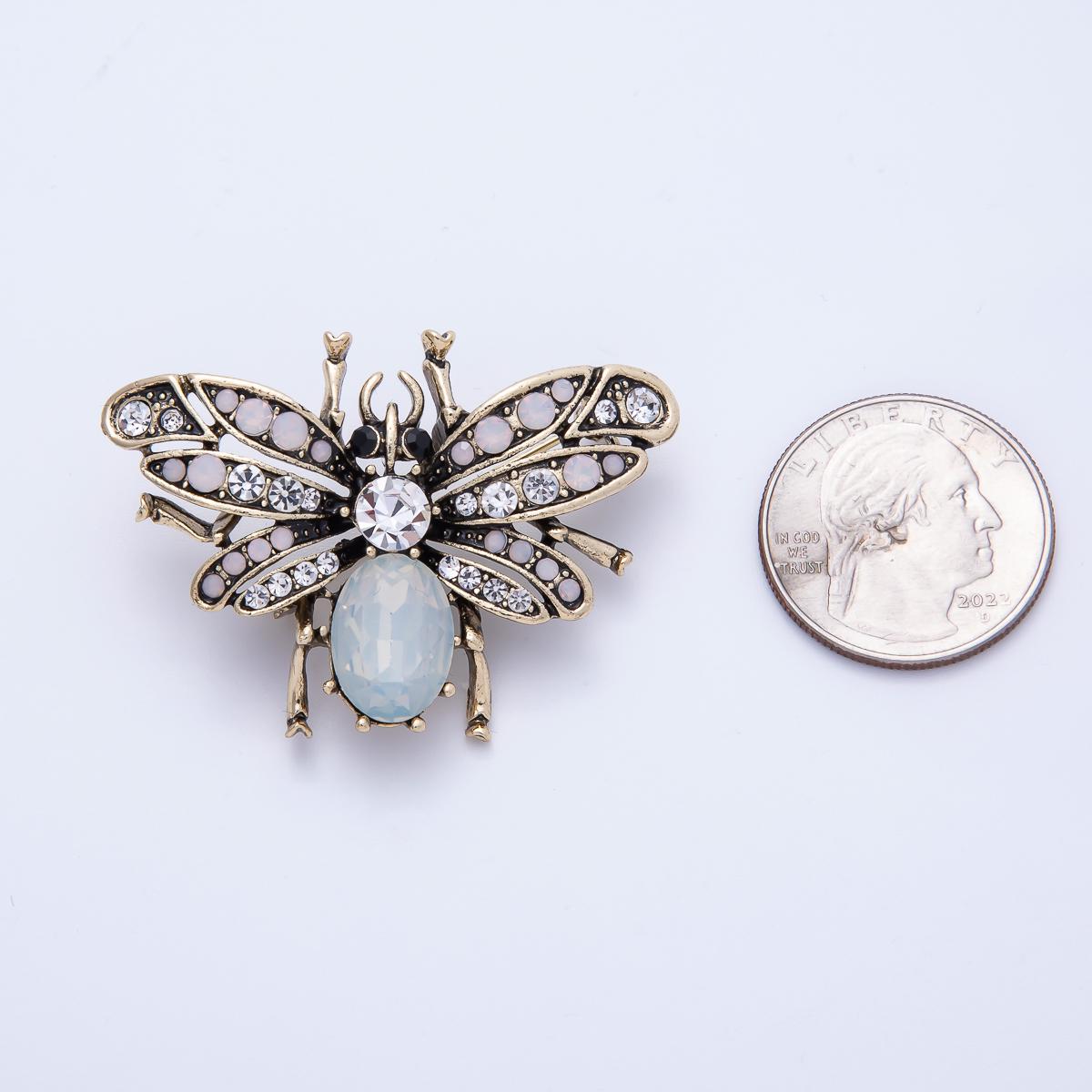 47.3mm Insect Brooch with Rhinestones Vintage Bumblebee Jewelry Accessory Gift Idea for Her | BH020