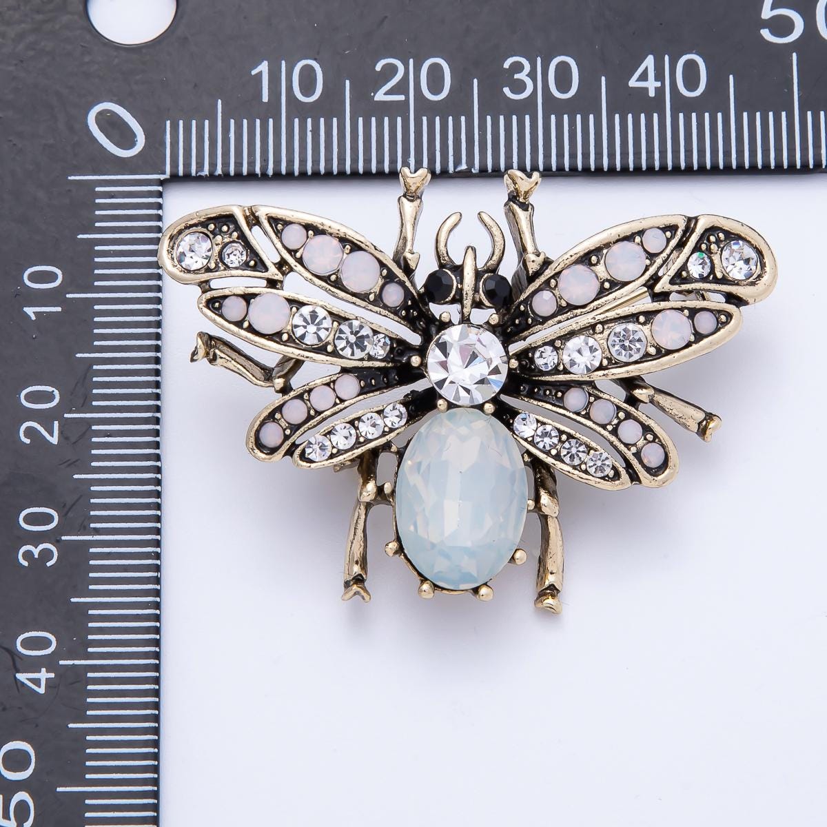 47.3mm Insect Brooch with Rhinestones Vintage Bumblebee Jewelry Accessory Gift Idea for Her | BH020