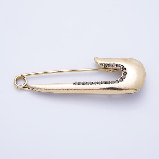 75.9mm Vintage Style Gold Rhinestone Safety Pin Brooch Elegant Pin Accessory Chic Sweater or Scarf Pin Gift Idea for Her | BH023
