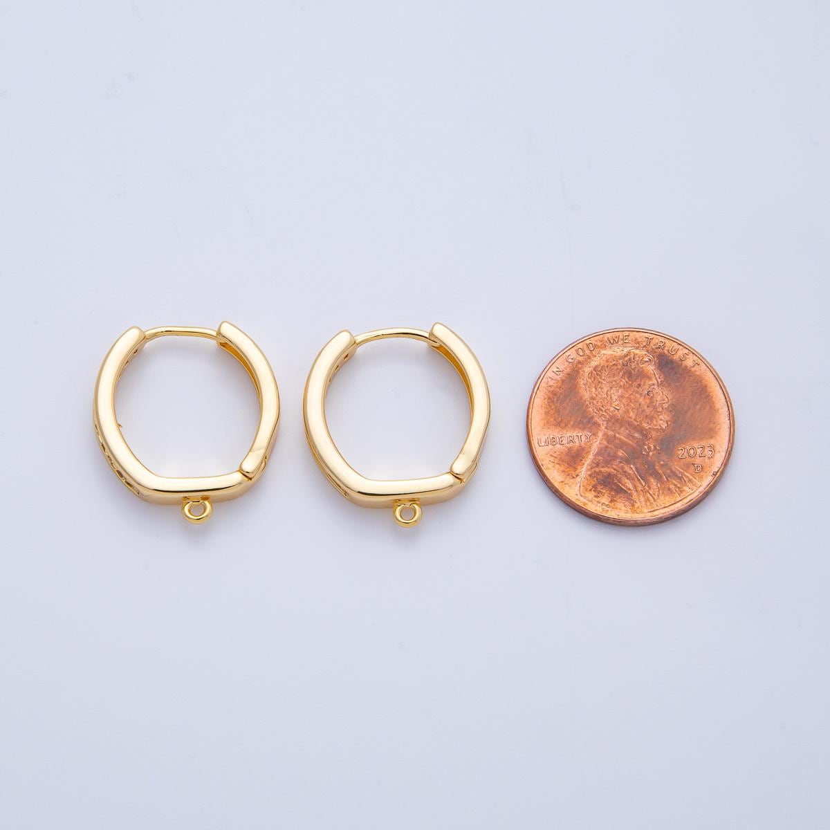 18k gold Filled lever back hoop earring with Closed Loop for Charm w/ cubic zirconia micro pave cz edges | Z-A1654