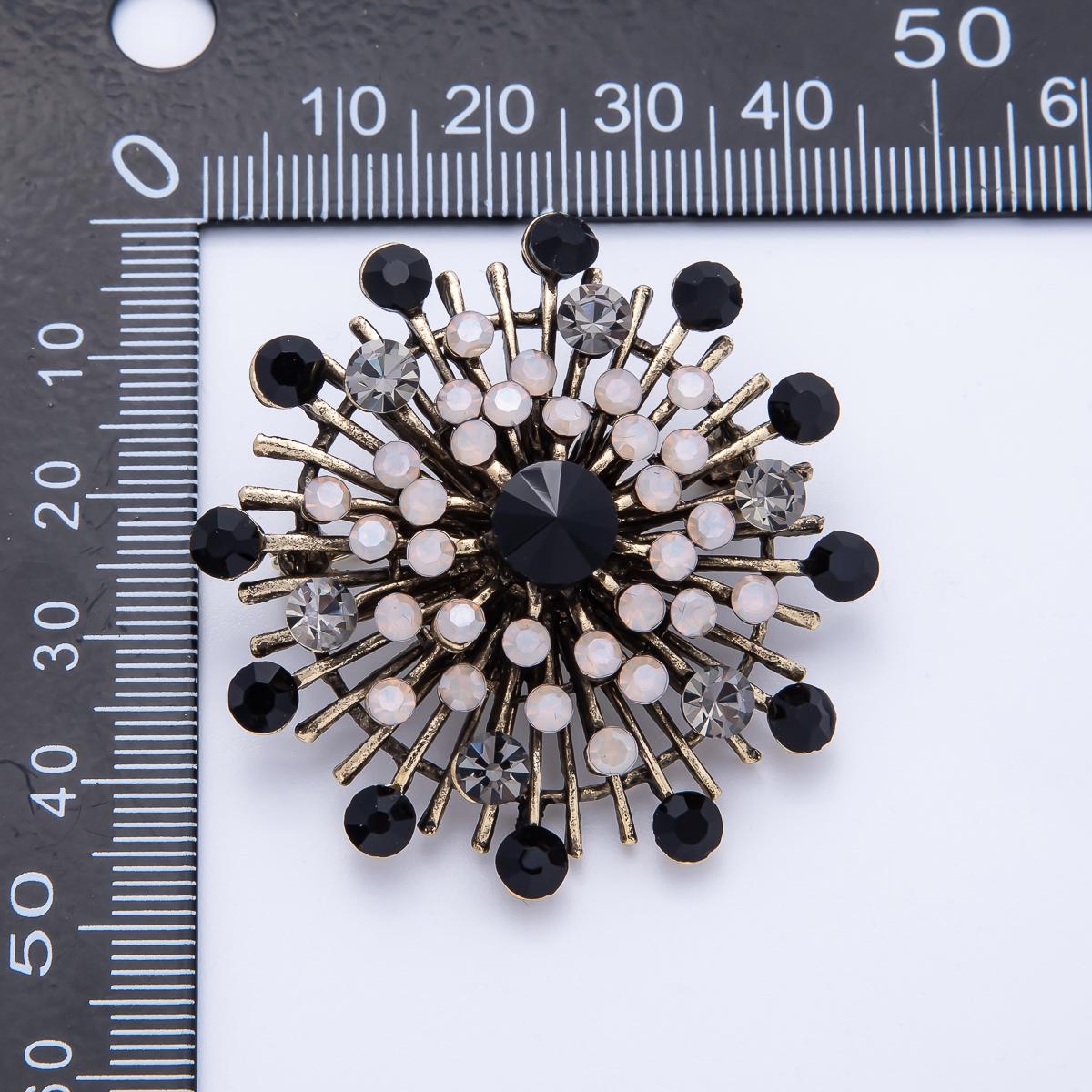 45mm Vintage Inspired Crystal Starburst Brooch Diamond Crystal Rhinestone Pin Statement Piece for Coat Scarves Elegant Accessory | BH026