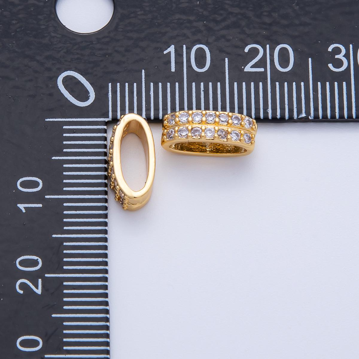 18k Gold Filled 10mm Clear CZ Oval Rondelle Spacer Bead | B698